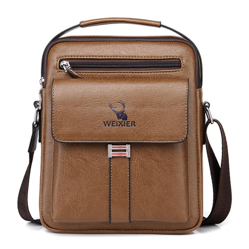 Leather Messenger Crossbody Shoulder Bag For Men Work Business Casual Adjustable Straps With Metal Zipper - My Store