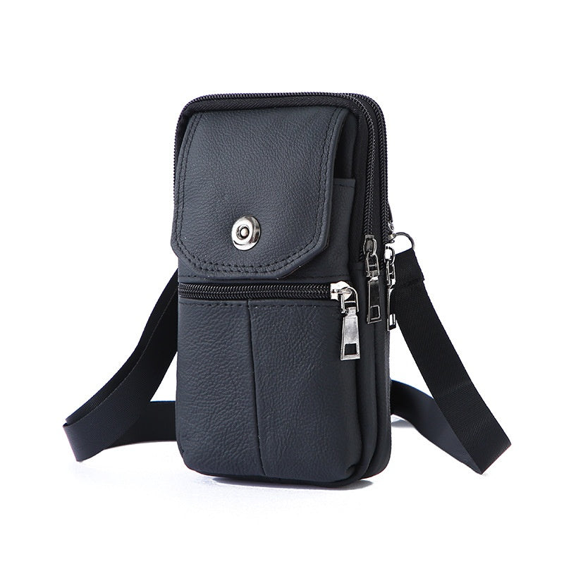Leather Mobile Phone Shoulder Covers, Men's Belt Bags, Vertical Holster Belt Clip Pockets, Carrying Cases With Card Slots - My Store