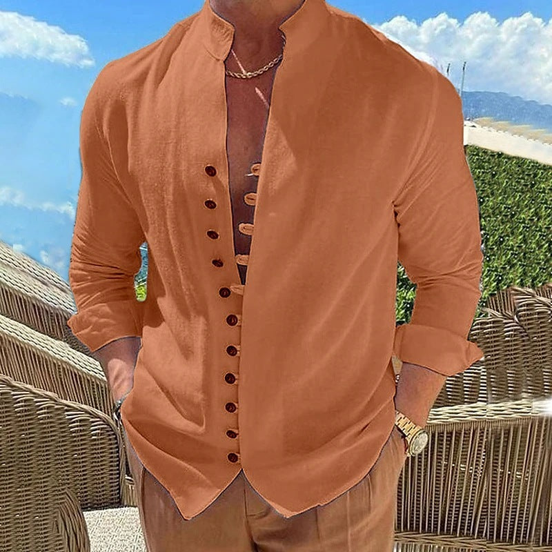 Cotton And Linen Casual Loose Long Sleeve Shirt - My Store