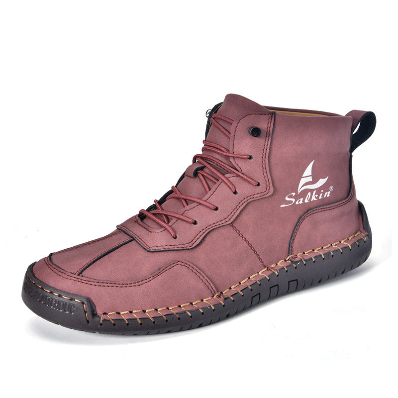 Leather Shoes High-top Retro Casual Boots - My Store