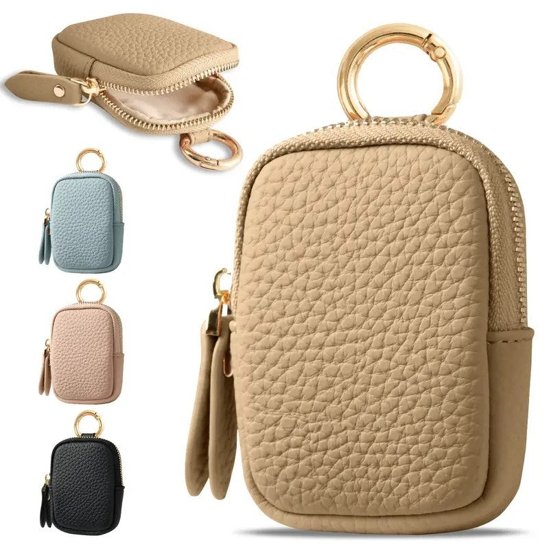 Leather Coin Purse, Small Change Purse Keychain Wallet For Women, Mini Coin Pouch With Zipper - My Store