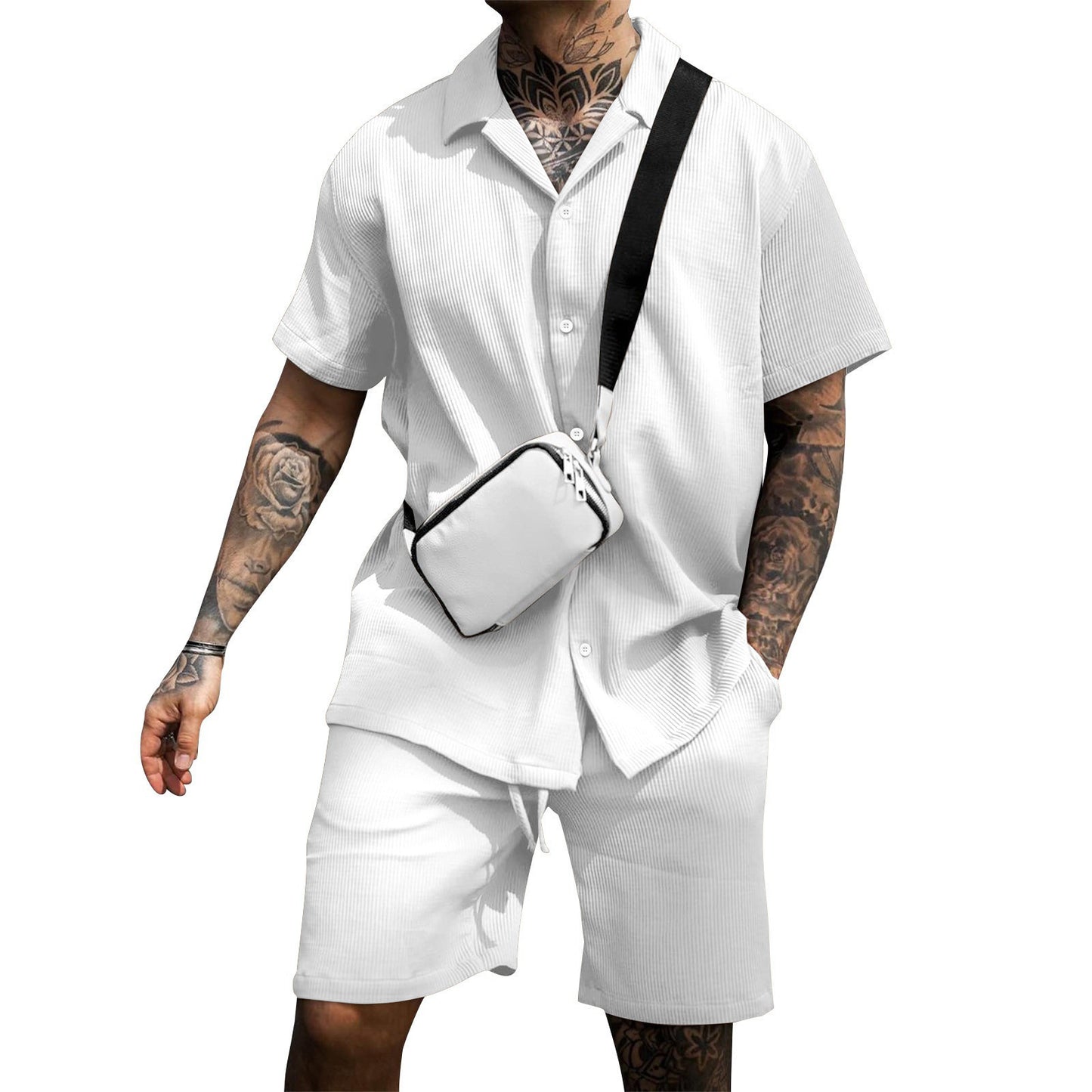 Men's Casual And Comfortable Polo Short-sleeved Shorts Suit - My Store