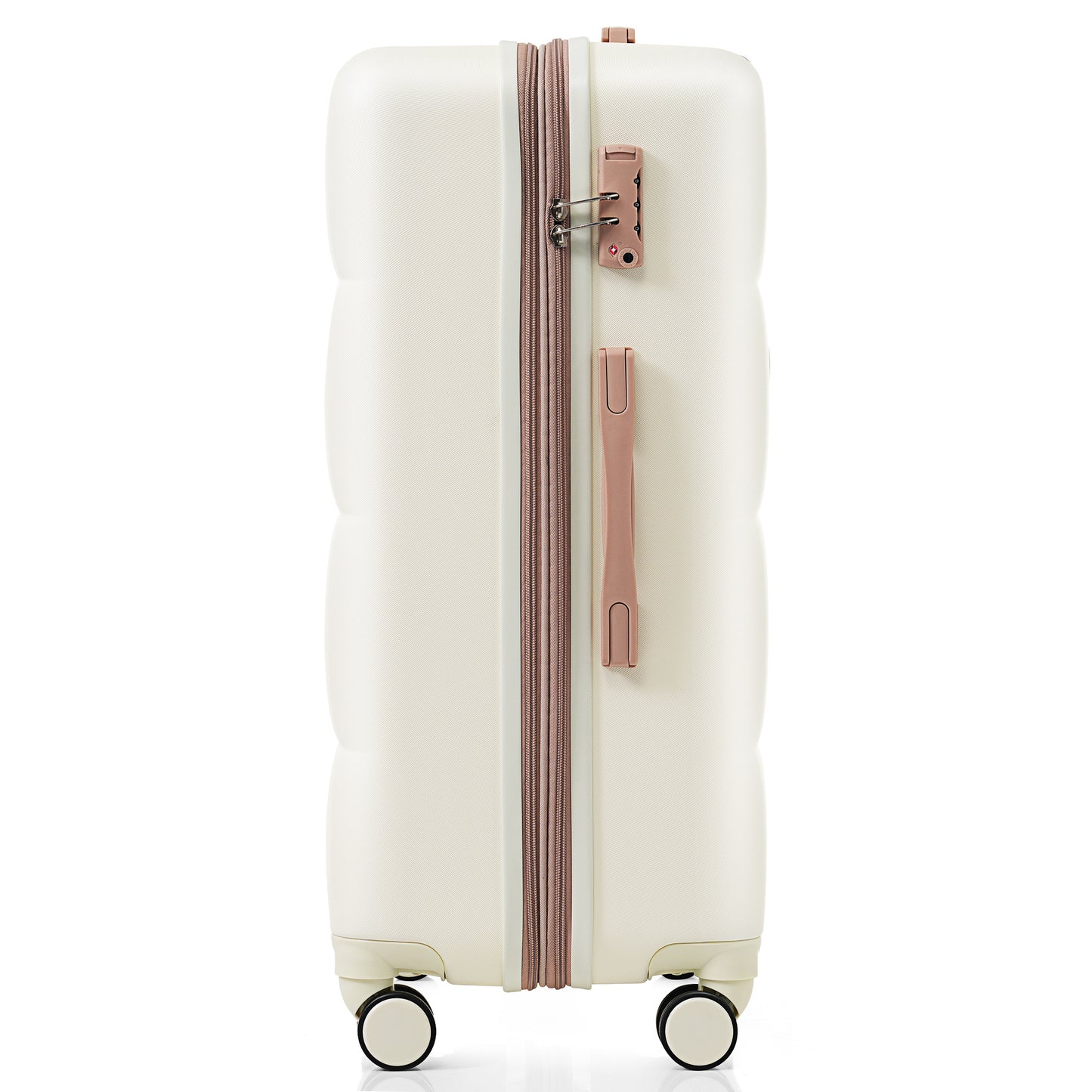4-piece Suitcase Set With USB Port, Expandable ABS Durable Suitcase With Travel Bag, Cup Holder, With Spinner Wheels, Beige - My Store