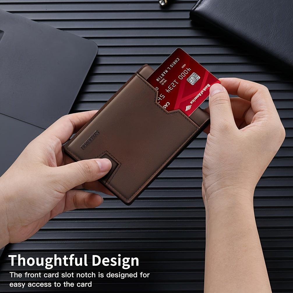 Genuine Leather Bifold Wallet Men, RFID Shielding Wallet Front Pocket Wallet, Suitable For Son And Daughter To Send Daddy's Wallet - My Store