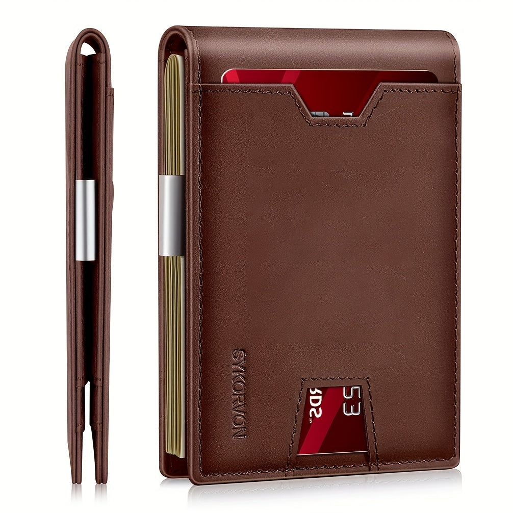 Genuine Leather Bifold Wallet Men, RFID Shielding Wallet Front Pocket Wallet, Suitable For Son And Daughter To Send Daddy's Wallet - My Store