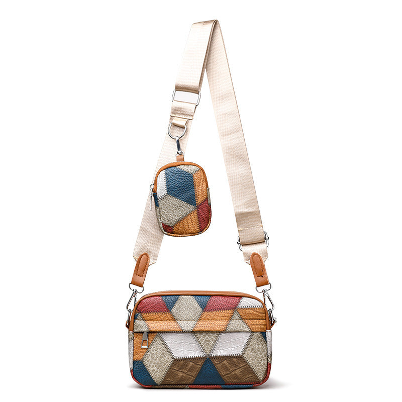 Retro Fashion Stitching Contrast Color Small Square Bag - My Store