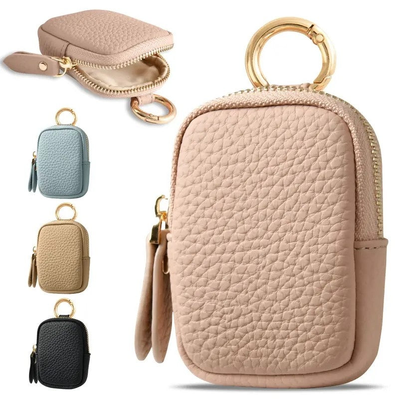 Leather Coin Purse, Small Change Purse Keychain Wallet For Women, Mini Coin Pouch With Zipper - My Store