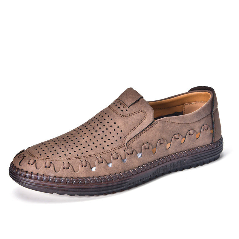 Men's Outdoor Casual Shoes Slip-on Flat Handmade Leather Shoes - My Store