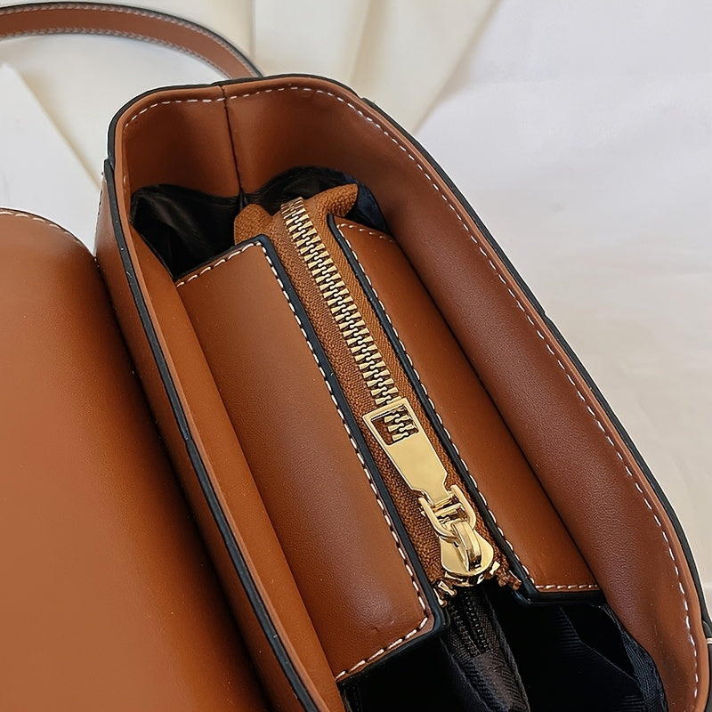 PU Women's Shoulder Bag, Large Capacity, Comfortable And Versatile, Small Square Bag, Commuting Fashion, Simple Crossbody Bag - My Store