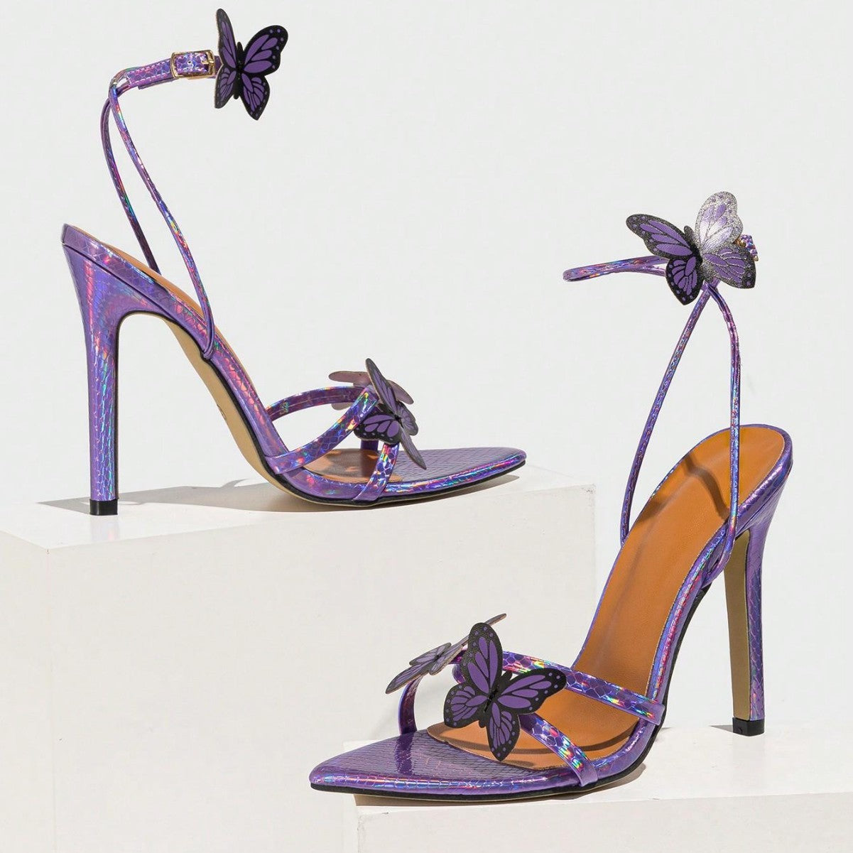 Women's Pointed-toe Three-dimensional Butterfly Stiletto Heel Sandals - My Store