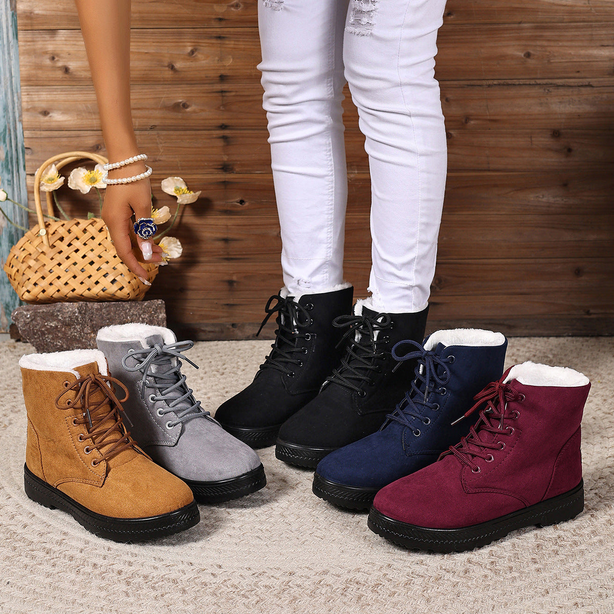 Women's Fashionable Waterproof High-top Cotton-padded Snow Boots - My Store