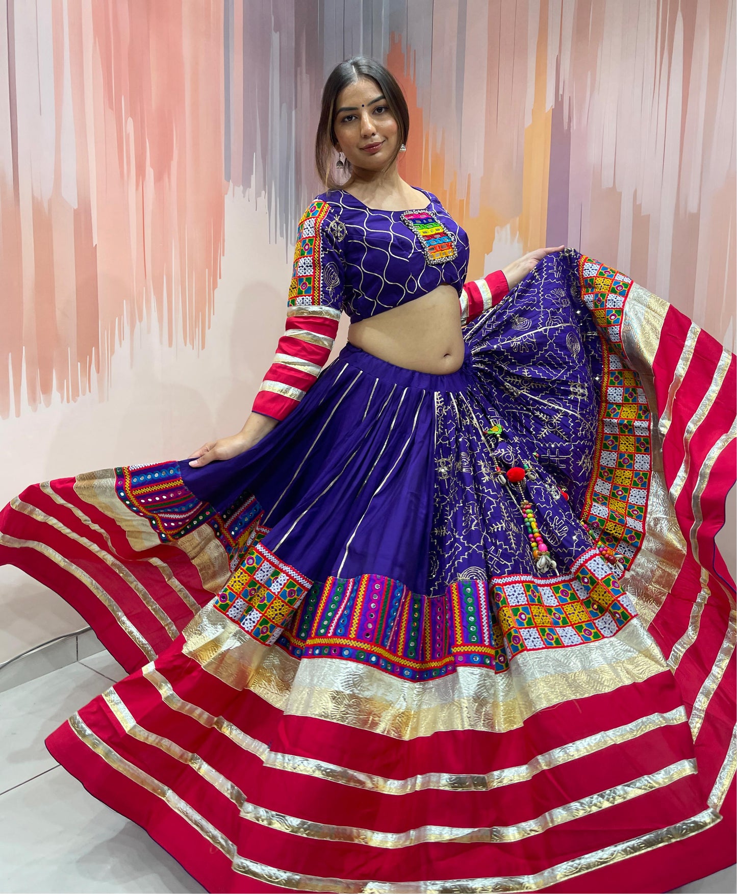 MOHINI - BOMBAY Silk mirror work Chaniya choli - My Store