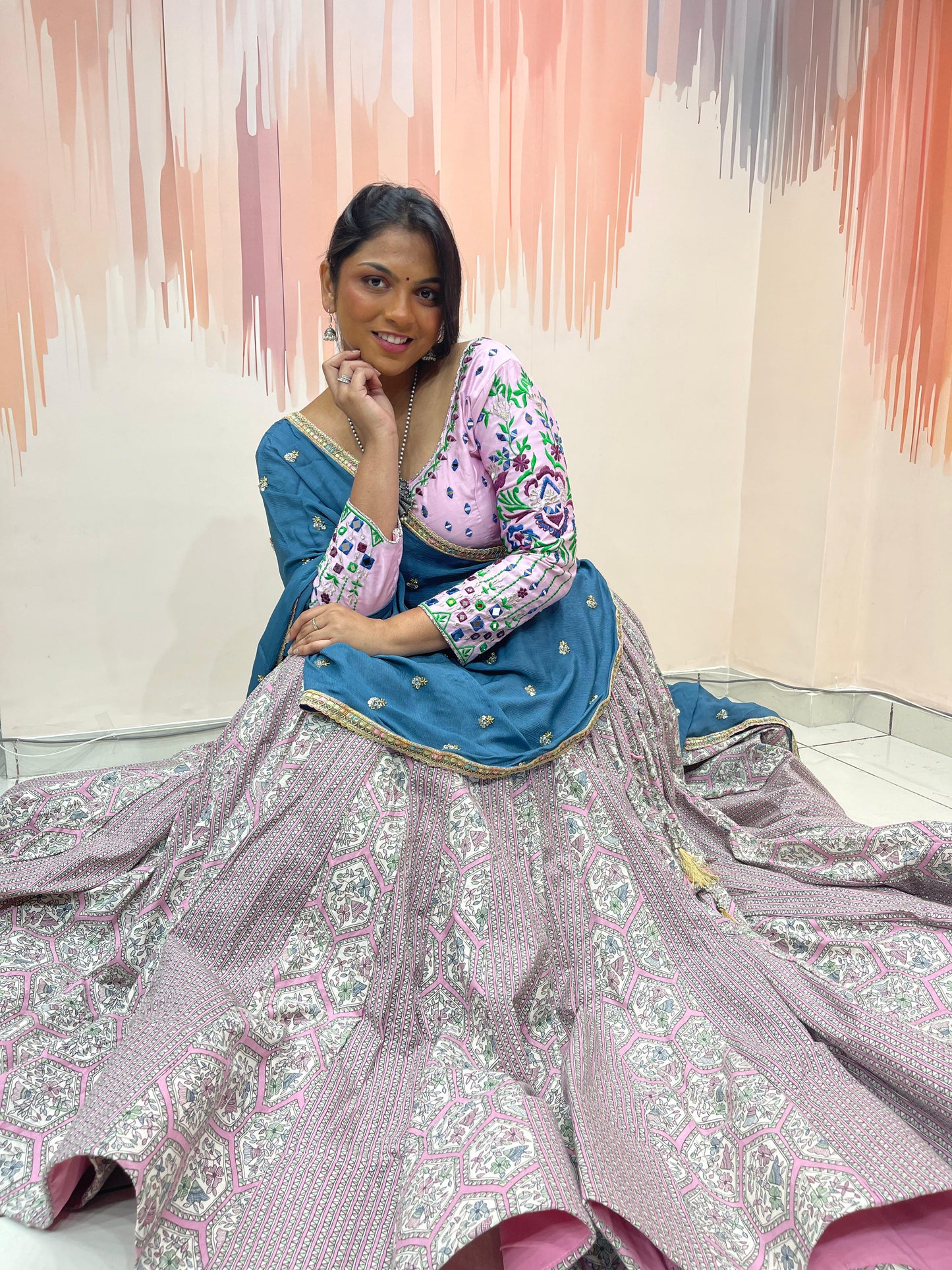 ROHINI VOL - 1 - Indo Western Concept 7 embroidery Cotton Printed Chaniya Choli - My Store