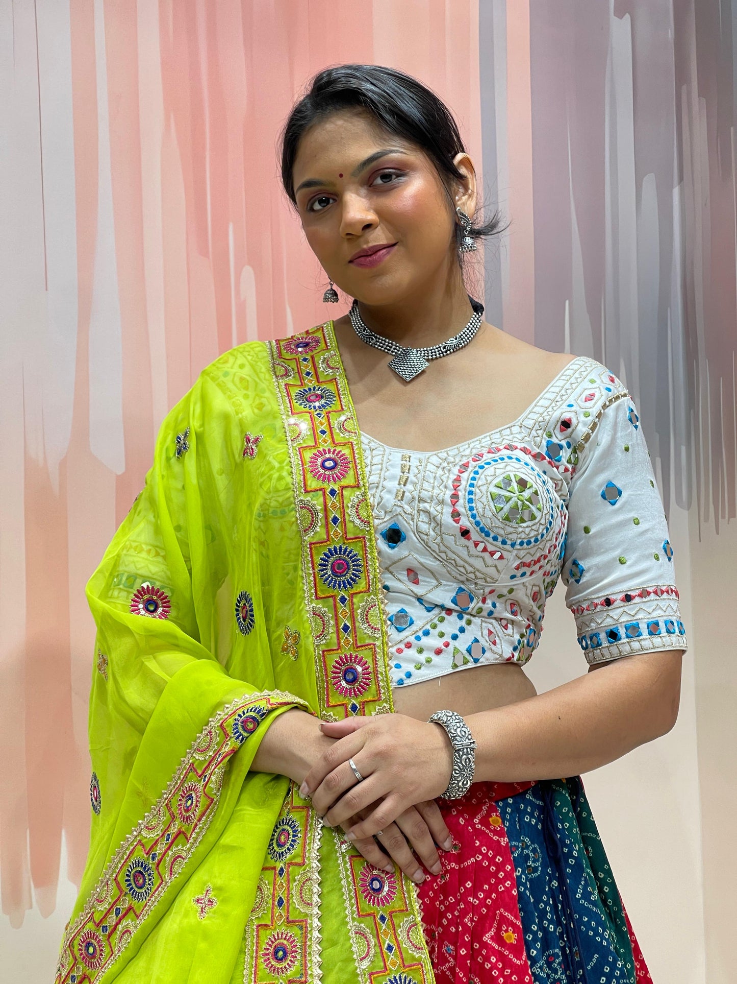 RIM JIM VOL - 1 - Bandhej Prints Rajwadi & Colouful machine Embroidered Chaniya Choli - My Store
