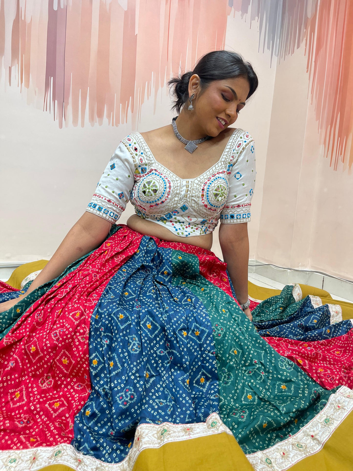 RIM JIM VOL - 1 - Bandhej Prints Rajwadi & Colouful machine Embroidered Chaniya Choli - My Store
