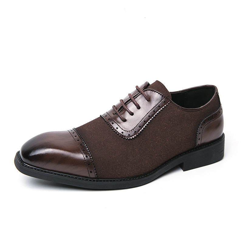 Men's Thick-soled Raised Round Toe Lace-up Business Leather Shoes - My Store