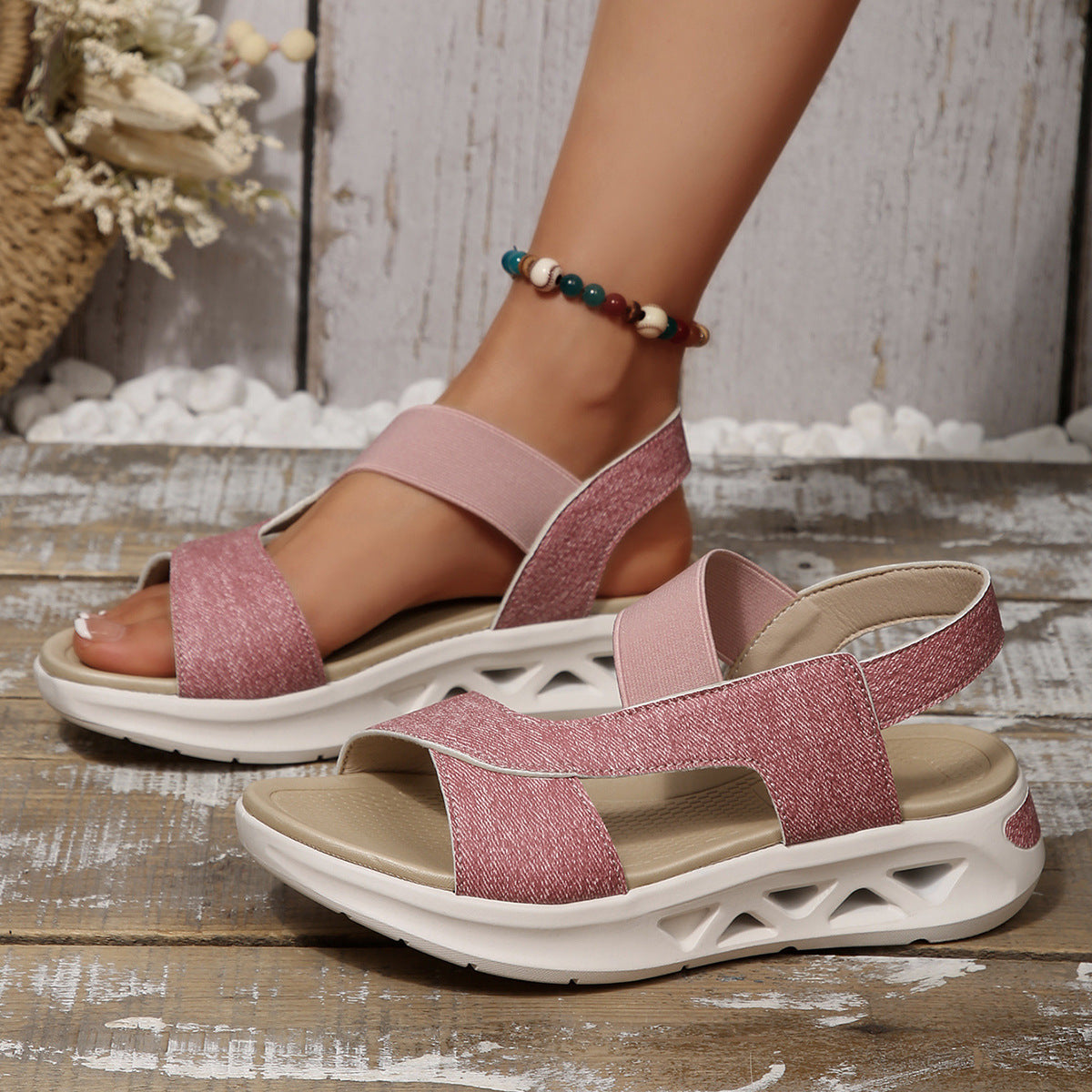 Women's Cloth Platform Beach Sandals - My Store