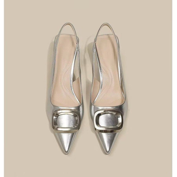 Pointed Toe Classy High Heels High-grade French Square Buckle - My Store
