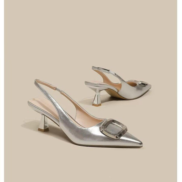 Pointed Toe Classy High Heels High-grade French Square Buckle - My Store