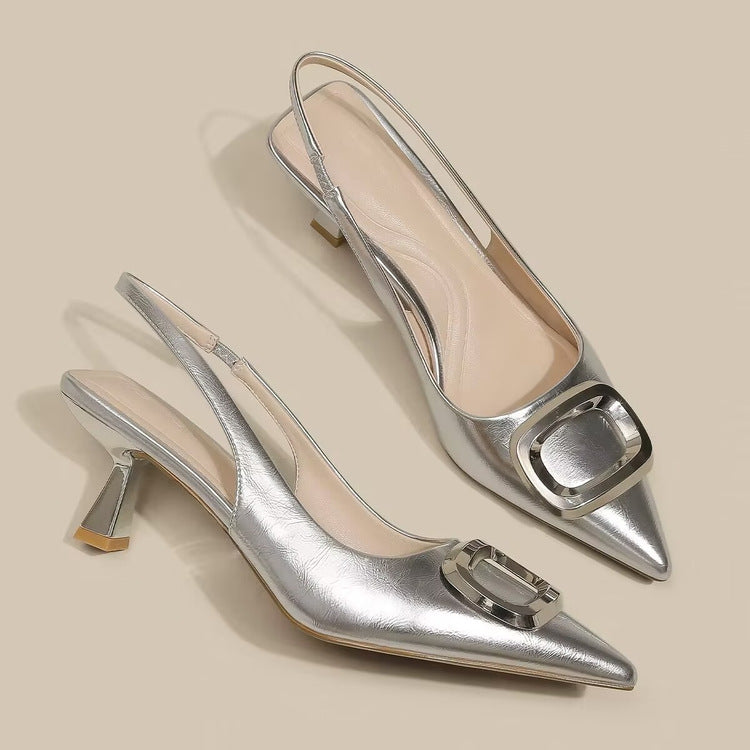 Pointed Toe Classy High Heels High-grade French Square Buckle - My Store