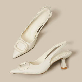 Pointed Toe Classy High Heels High-grade French Square Buckle - My Store