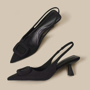 Pointed Toe Classy High Heels High-grade French Square Buckle - My Store