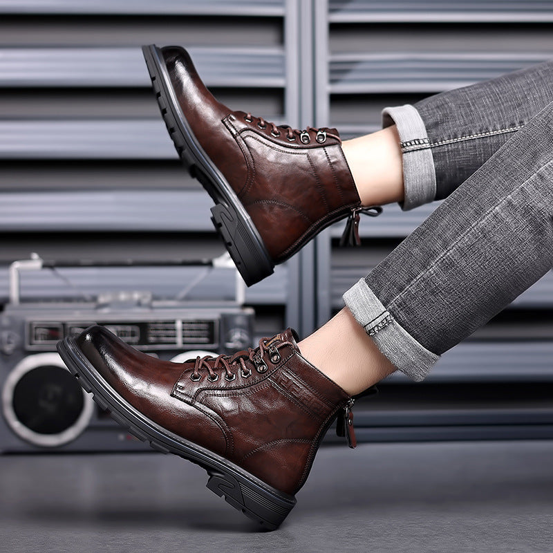British Style All-matching Work Clothes Ankle Boots Fashion Haulage Motor Leather Boots - My Store