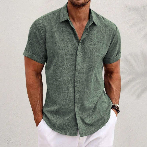 Men's Solid Color Loose Linen Short-sleeved T-shirt - My Store