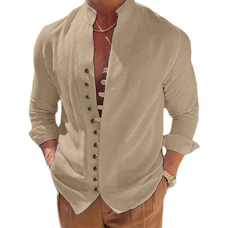 Cotton And Linen Casual Loose Long Sleeve Shirt - My Store