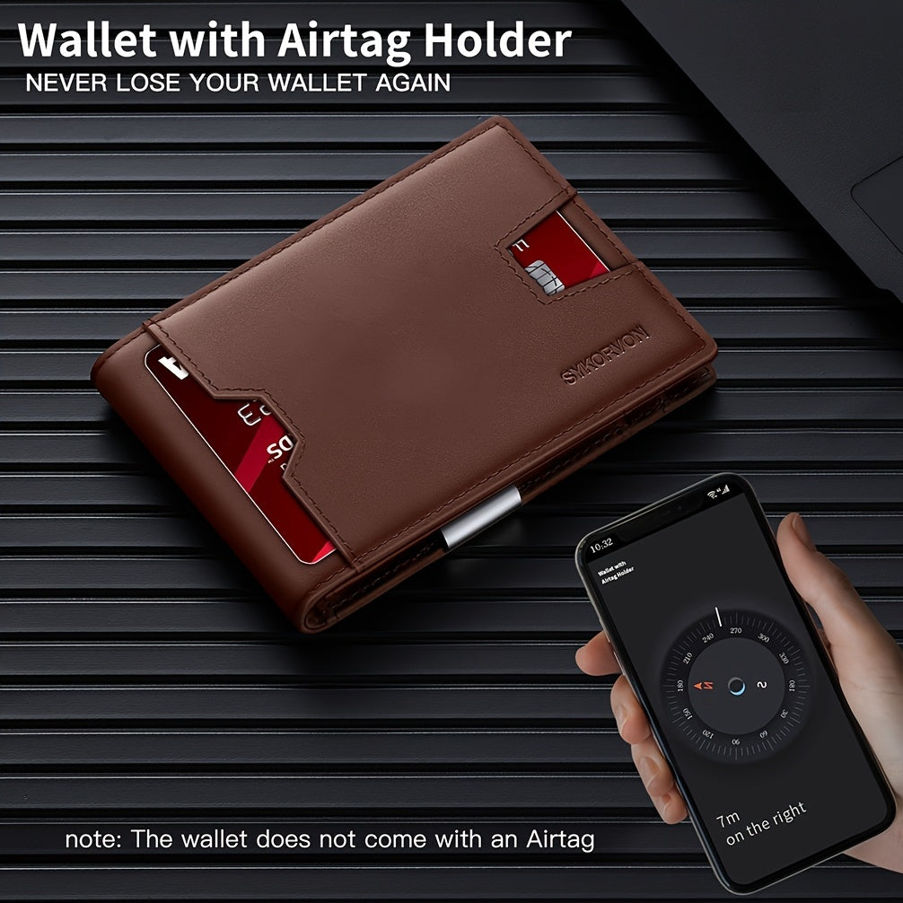 Genuine Leather Bifold Wallet Men, RFID Shielding Wallet Front Pocket Wallet, Suitable For Son And Daughter To Send Daddy's Wallet - My Store