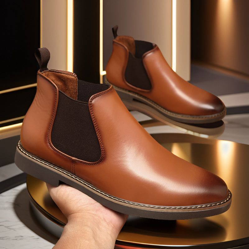 Men's Boots Plus Size British Style Leather Boots Youth All-matching - My Store