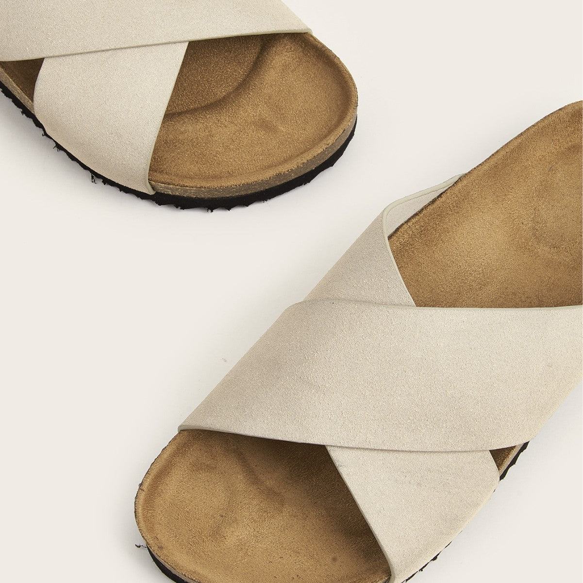 European And American Plus Size Khaki Round Toe Cross Roman Style Slip-on Flat Sandals - My Store
