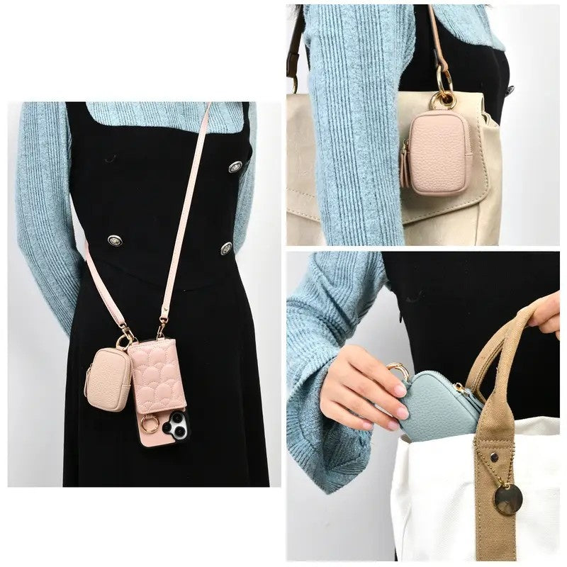 Leather Coin Purse, Small Change Purse Keychain Wallet For Women, Mini Coin Pouch With Zipper - My Store