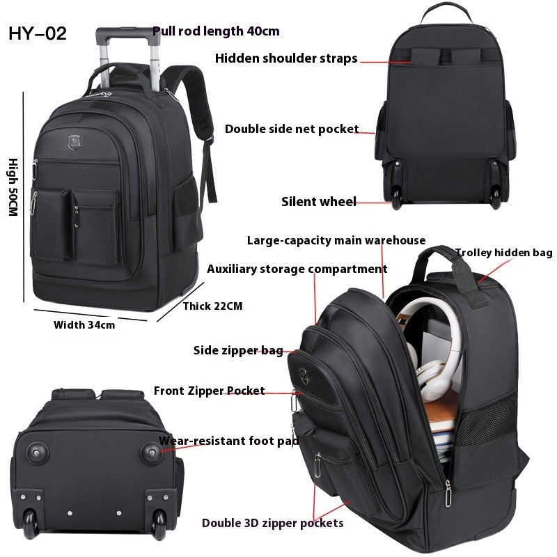 Trolley Backpack Ultra-light Trolley Bag Large Capacity Single-directional Wheel - My Store