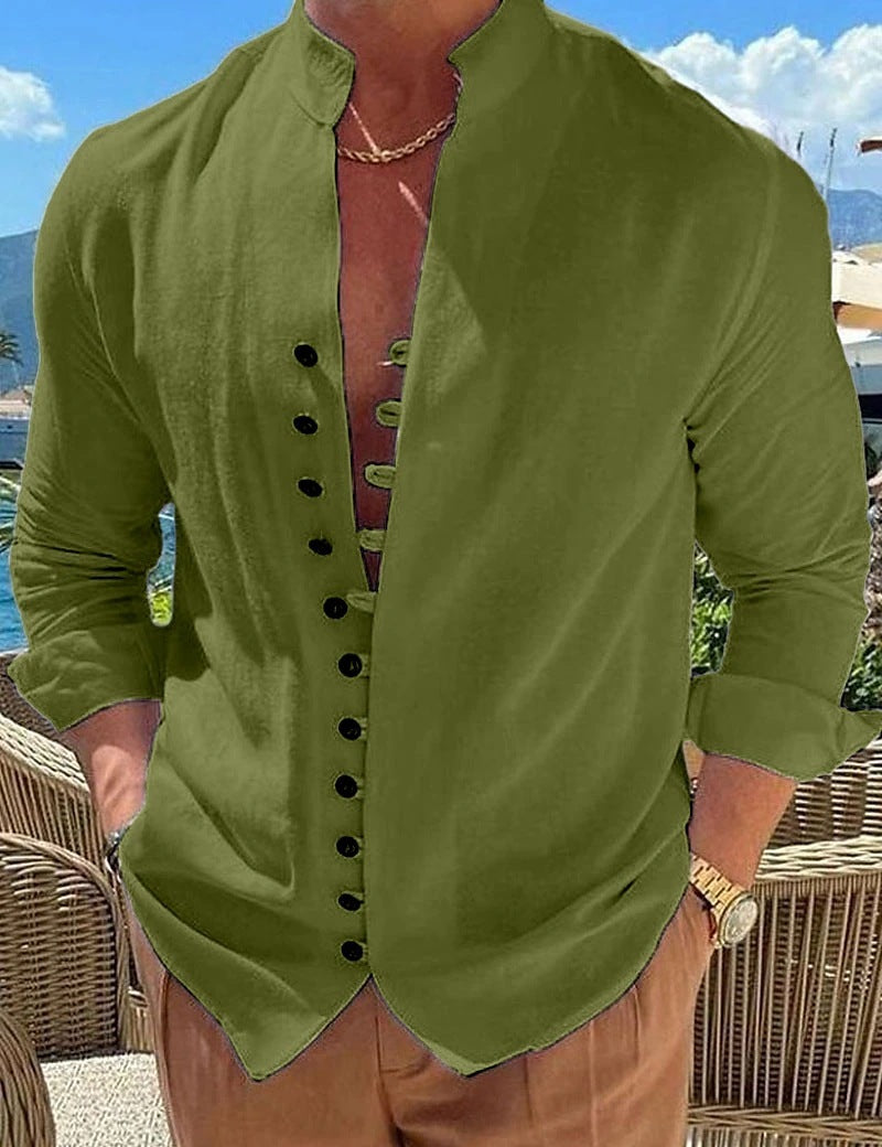 Cotton And Linen Casual Loose Long Sleeve Shirt - My Store