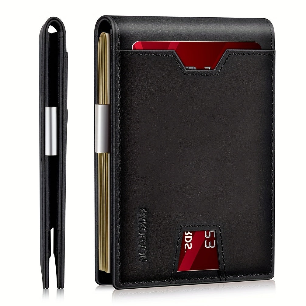 Genuine Leather Bifold Wallet Men, RFID Shielding Wallet Front Pocket Wallet, Suitable For Son And Daughter To Send Daddy's Wallet - My Store