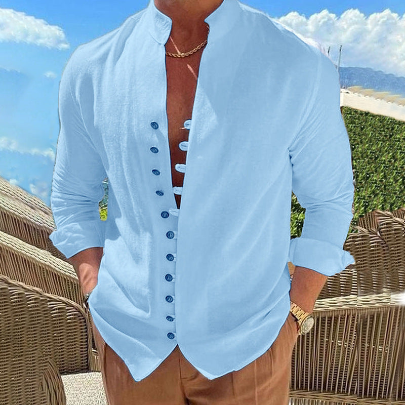 Cotton And Linen Casual Loose Long Sleeve Shirt - My Store