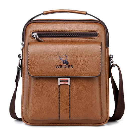 Leather Messenger Crossbody Shoulder Bag For Men Work Business Casual Adjustable Straps With Metal Zipper - My Store