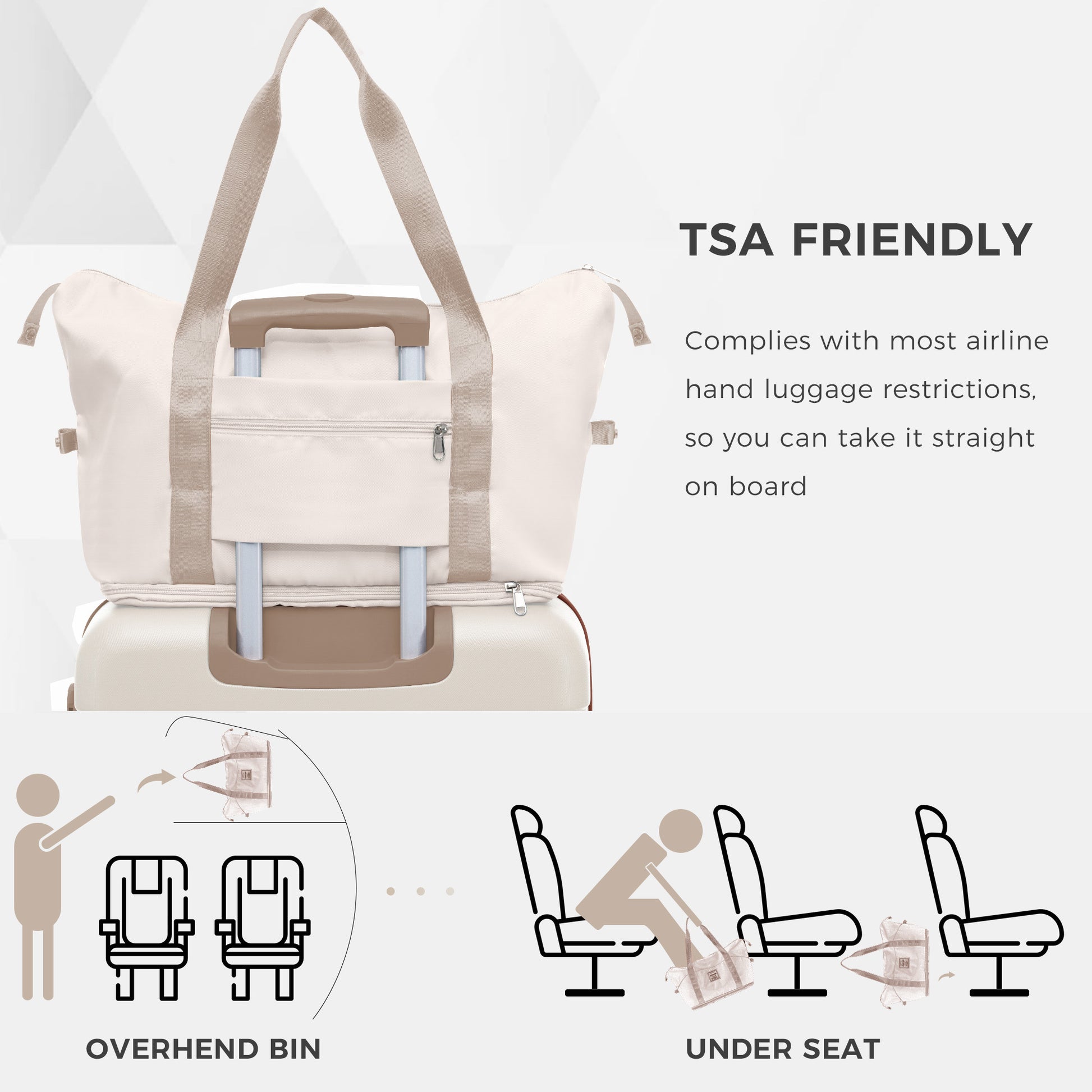 4-piece Suitcase Set With USB Port, Expandable ABS Durable Suitcase With Travel Bag, Cup Holder, With Spinner Wheels, Beige - My Store