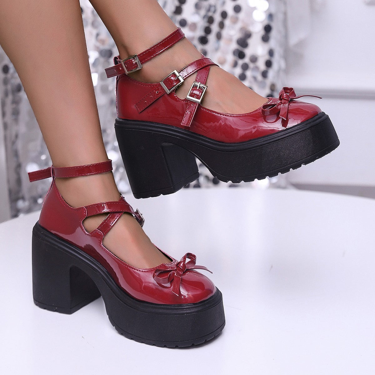 Women's Thick-soled Lace-up Loafers Fall Versatile British Leather Shoes - My Store
