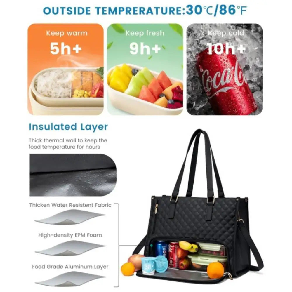 Convenient Commute New Lunch Bag Women's Insulated Lunch Box Women's Leak-proof Large Purse Diagonal Computer Storage - My Store