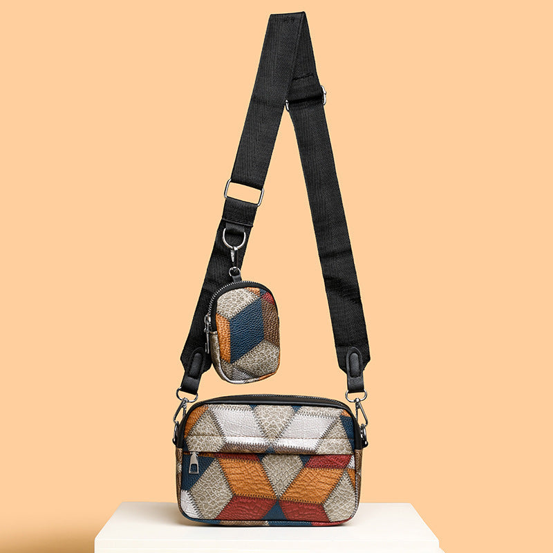 Retro Fashion Stitching Contrast Color Small Square Bag - My Store