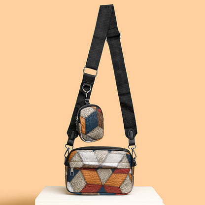 Retro Fashion Stitching Contrast Color Small Square Bag - My Store