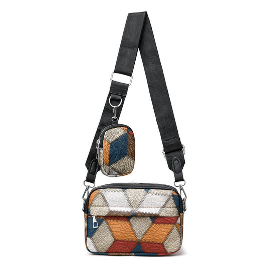 Retro Fashion Stitching Contrast Color Small Square Bag - My Store