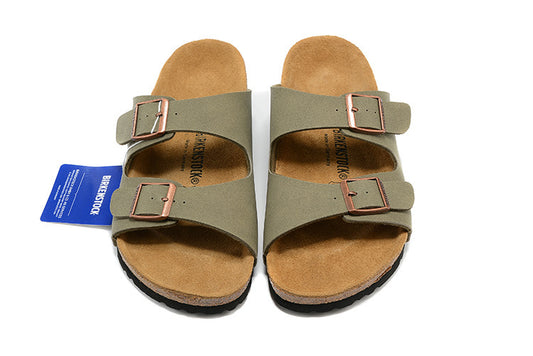 Women's Vintage Cork Flat Boken Sandals Men's One-word Sandals - My Store