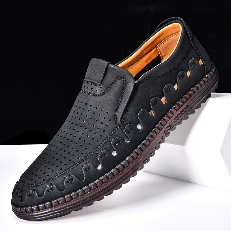 Men's Outdoor Casual Shoes Slip-on Flat Handmade Leather Shoes - My Store