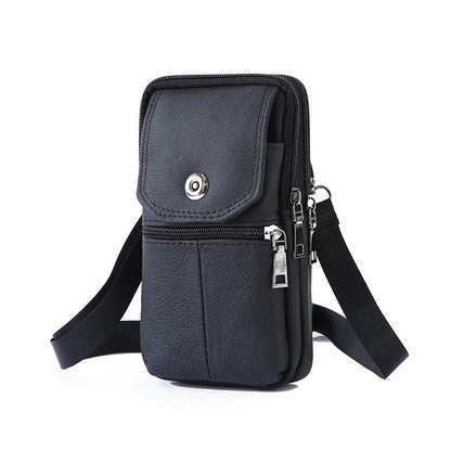 Leather Mobile Phone Shoulder Covers, Men's Belt Bags, Vertical Holster Belt Clip Pockets, Carrying Cases With Card Slots - My Store