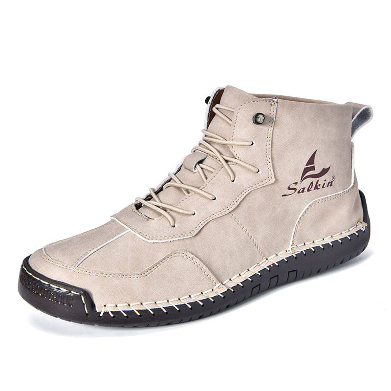 Leather Shoes High-top Retro Casual Boots - My Store