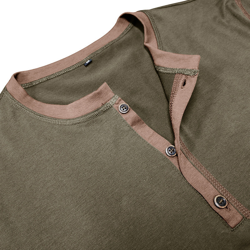 Fashion Short-sleeved Polo Shirt Summer Button V-neck T-shirt Tops Mens Clothing - My Store