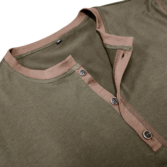 Fashion Short-sleeved Polo Shirt Summer Button V-neck T-shirt Tops Mens Clothing - My Store